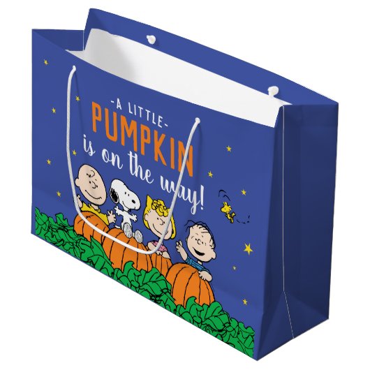 Charlie Brown en Gang Pumpkin Baby shower Groot Cadeauzakje (Voorkant Gekanteld)