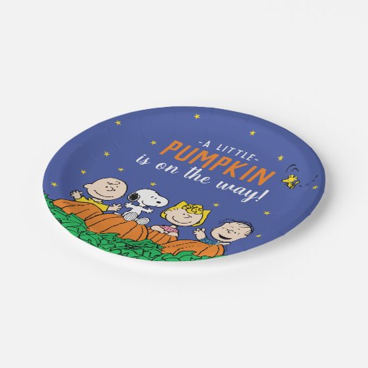 Charlie Brown en Gang Pumpkin Baby shower Papieren Bordje (Gekanteld)