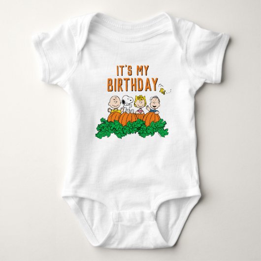 Charlie Brown en Gang Pumpkin Birthday Romper (Voorkant)