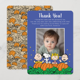 Charlie Brown en Gang Pumpkin First Birthday Bedankkaart