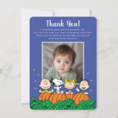 Charlie Brown en Gang Pumpkin First Birthday Bedankkaart (Voorkant)