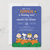 Charlie Brown en Gang Pumpkin First Birthday Kaart (Voorkant)