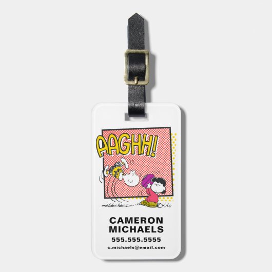 Charlie Brown en Lucy Football Comic Graphic Bagagelabel (Voorkant verticaal)