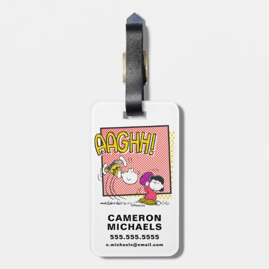 Charlie Brown en Lucy Football Comic Graphic Bagagelabel (Achterkant verticaal)