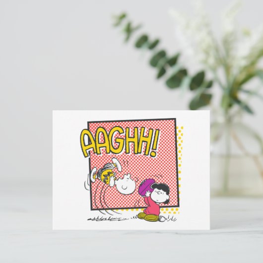 Charlie Brown en Lucy Football Comic Graphic Briefkaart (Staand voorkant)