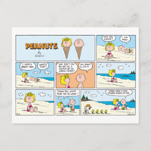 Charlie Brown en Sally Ice Cream op het strand Briefkaart