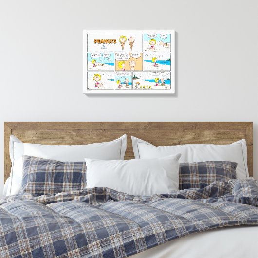 Charlie Brown en Sally Ice Cream op het strand Canvas Afdruk (Insitu (Slaapkamer))