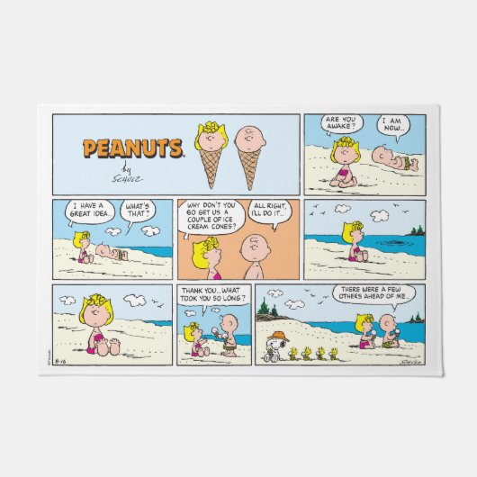 Charlie Brown en Sally Ice Cream op het strand Deurmat (Voorkant)