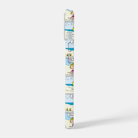 Charlie Brown en Sally Ice Cream op het strand iPhone 15 Case (Linkerkant)
