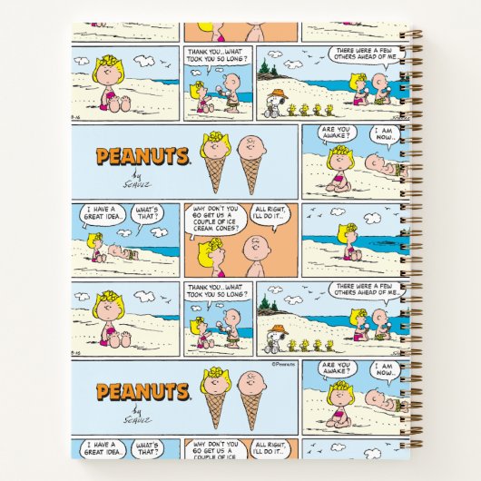 Charlie Brown en Sally Ice Cream op het strand Notitieboek (Achterkant)