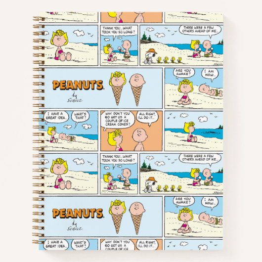 Charlie Brown en Sally Ice Cream op het strand Notitieboek (Voorkant)