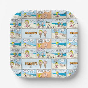 Charlie Brown en Sally Ice Cream op het strand Papieren Bordje