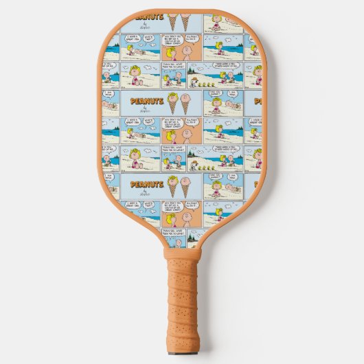 Charlie Brown en Sally Ice Cream op het strand Pickleball Paddle (Voorkant)