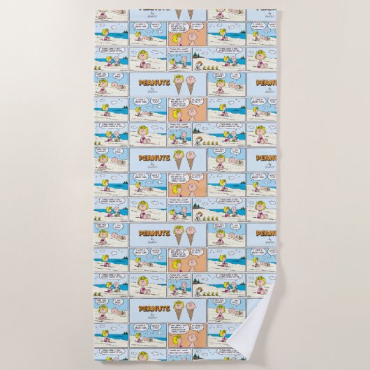 Charlie Brown en Sally Ice Cream op het strand Strandlaken (Voorkant)