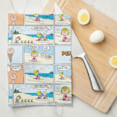 Charlie Brown en Sally Ice Cream op het strand Theedoek (Quarter Fold)