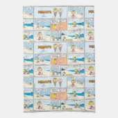 Charlie Brown en Sally Ice Cream op het strand Theedoek (Verticaal)