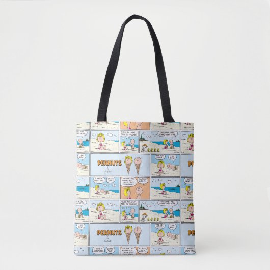 Charlie Brown en Sally Ice Cream op het strand Tote Bag (Voorkant)