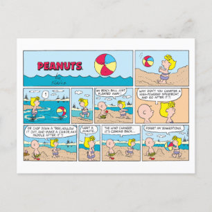 Charlie Brown en Sally op het strand Briefkaart