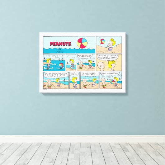 Charlie Brown en Sally op het strand Canvas Afdruk (Insitu (Houten vloer))
