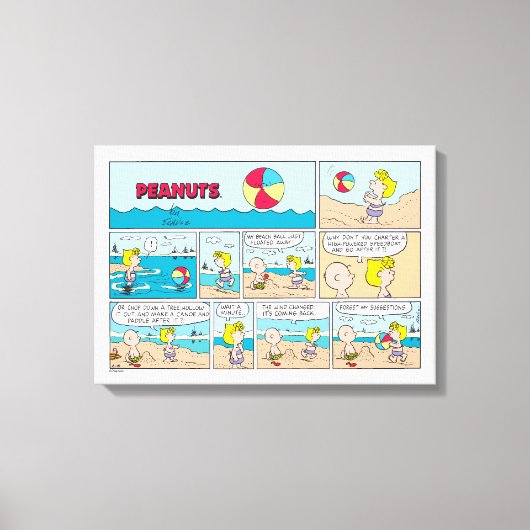 Charlie Brown en Sally op het strand Canvas Afdruk (Voorkant)
