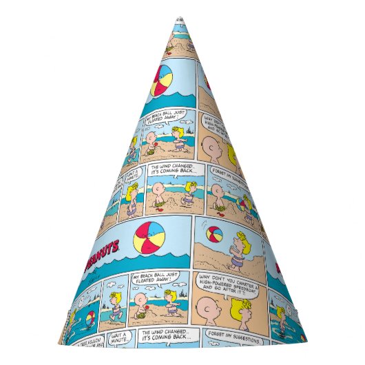 Charlie Brown en Sally op het strand Feesthoedjes (Voorkant)