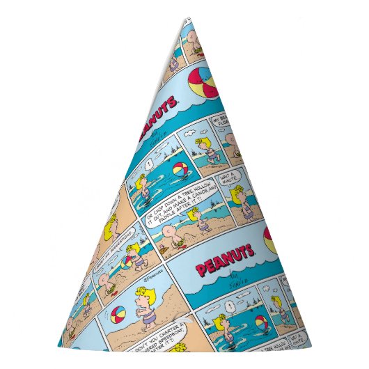 Charlie Brown en Sally op het strand Feesthoedjes (Links)