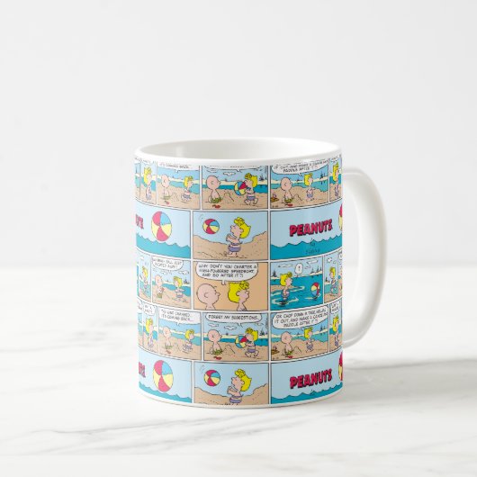Charlie Brown en Sally op het strand Koffiemok (Voorkant rechts)