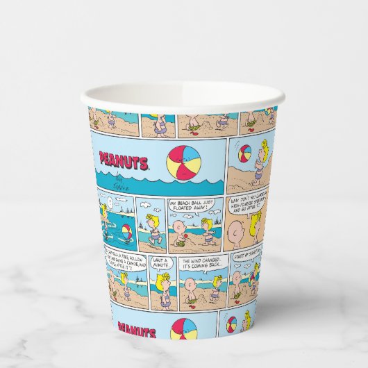 Charlie Brown en Sally op het strand Papieren Bekers (Links)