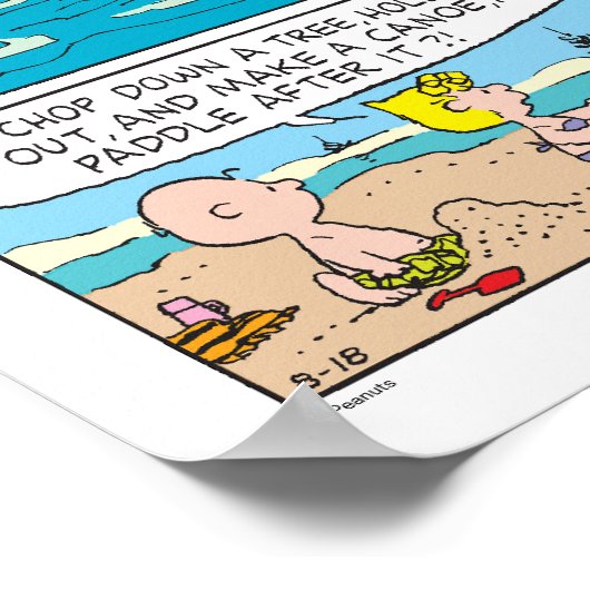 Charlie Brown en Sally op het strand Poster (Hoek)