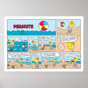 Charlie Brown en Sally op het strand Poster