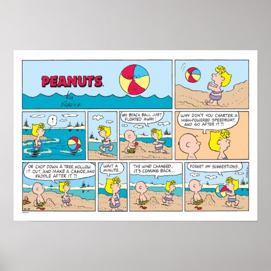 Charlie Brown en Sally op het strand Poster (Voorkant)