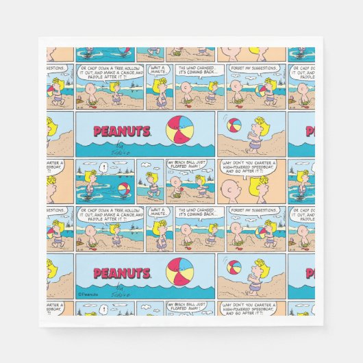 Charlie Brown en Sally op het strand Servet (Voorkant)