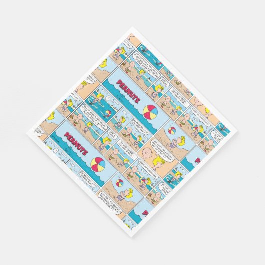 Charlie Brown en Sally op het strand Servet (Hoek)