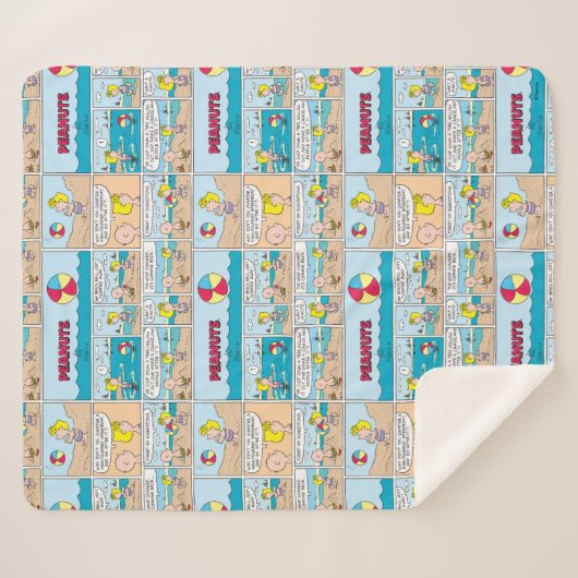 Charlie Brown en Sally op het strand Sherpa Deken (Voorkant (horizontaal))