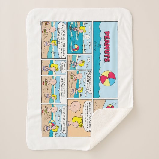 Charlie Brown en Sally op het strand Sherpa Deken (Voorkant)