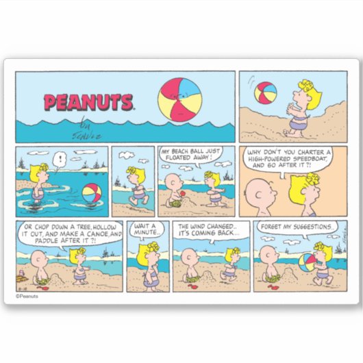 Charlie Brown en Sally op het strand Sticker (Voorkant)