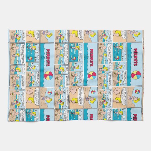Charlie Brown en Sally op het strand Theedoek (Horizontaal)