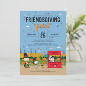 Charlie Brown en vrienden Friendsgiving-feest Kaart (Staand voorkant)