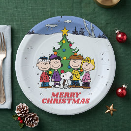 Charlie Brown en vrienden kerstfeest Papieren Bordje