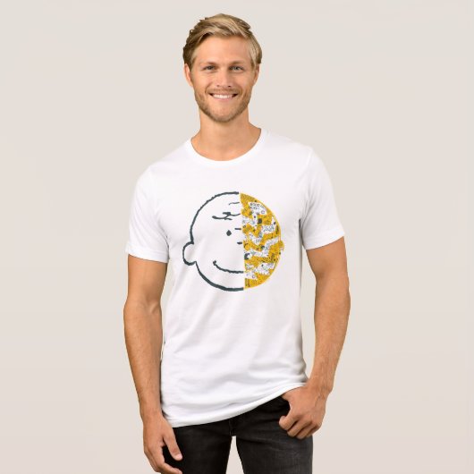 Charlie Brown Face Pattern Tri-Blend Shirt (Voorkant volledig)