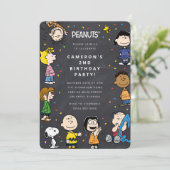 Charlie Brown & Gang Chalkboard Confetti Verjaarda Kaart (Staand voorkant)