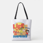 Charlie Brown & Lucy - Het leven is vol verrassing Tote Bag (Achterkant)