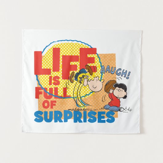 Charlie Brown & Lucy - Het leven is vol verrassing Wandkleed (Voorkant (horizontaal))