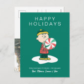 Charlie Brown Pepermunt Snoepgoed Feestdagenkaart (Voorkant / Achterkant)
