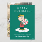 Charlie Brown Pepermunt Snoepgoed Feestdagenkaart (Voorkant / Achterkant)
