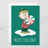 Charlie Brown Pepermunt Snoepjes Feestdagenkaart (Voorkant / Achterkant)