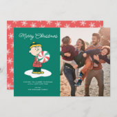 Charlie Brown Pepermunt Snoepjes Feestdagenkaart (Voorkant / Achterkant)