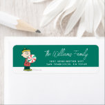Charlie Brown Peppermint-Snoep Etiket<br><div class="desc">Charles Schulz's Peanuts Christmas-design leggen de essentie van kinderonschuld en de hartverwarmende sfeer van het vakantieseizoen vast.</div>