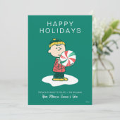 Charlie Brown Peppermint-Snoep Feestdagenkaart (Staand voorkant)