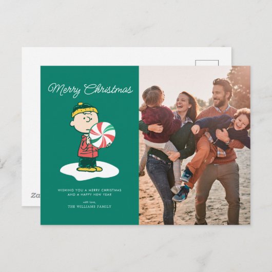 Charlie Brown Peppermint-Snoep Feestdagenkaart (Voorkant / Achterkant)